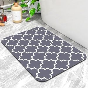 KMAT Bath Mat Super Absorbent Bathroom Rugs Anti-Slip Quick Dry, Grey 16"x24"